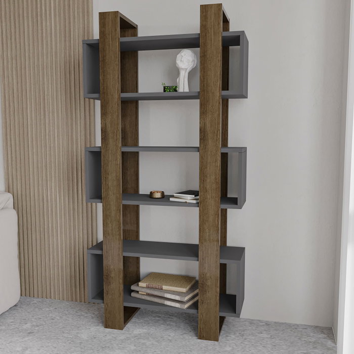 Hanah Home Estantería Milano Walnut, Anthracite - 80x160x28.6 cm